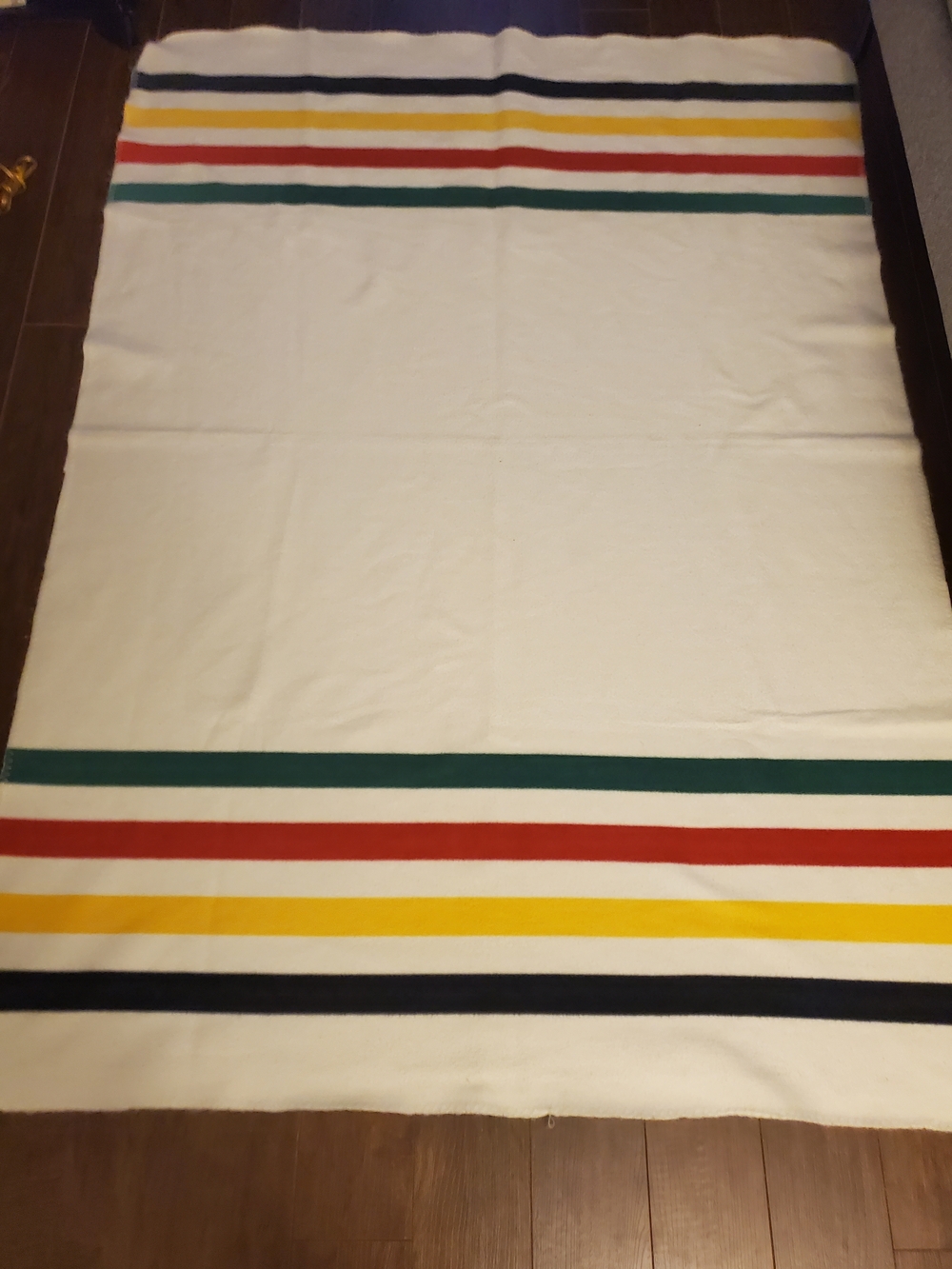 Striped Cream Blanket with Multi-Color Bands